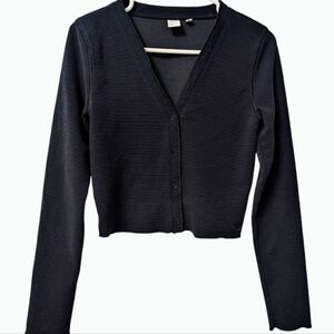 Aritzia TNA Waffle Knit Thermal Cardigan V Neck Top